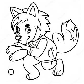 Playful Wolf Anime Girl Coloring Page 67616-14798