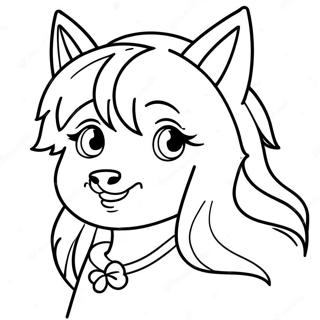 Playful Wolf Anime Girl Coloring Page 67616-14800