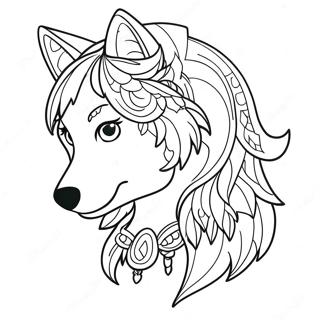 Mystical Wolf Anime Girl Coloring Page 67617-14801