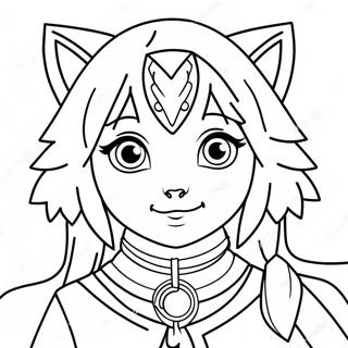 Mystical Wolf Anime Girl Coloring Page 67617-14803