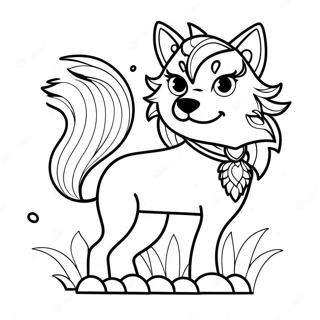 Mystical Wolf Anime Girl Coloring Page 67617-14804