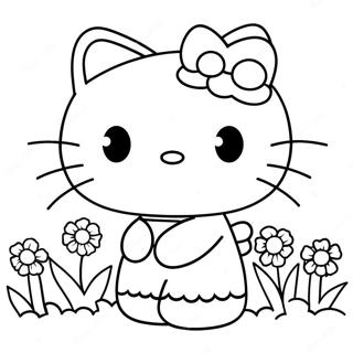 Hello Kitty With Flowers Coloring Page 68230-14929