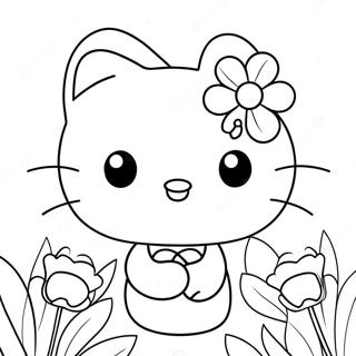 Hello Kitty With Flowers Coloring Page 68230-14930