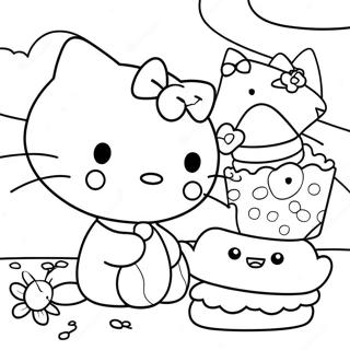 Hello Kitty Playing With Friends Coloring Page 68232 14937