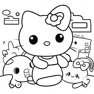 Hello Kitty Playing With Friends Coloring Page 68232 14938
