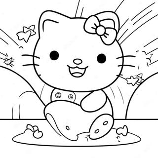 Hello Kitty Playing With Friends Coloring Page 68232 14939
