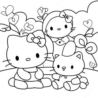 Hello Kitty Playing With Friends Coloring Page 68232-14940