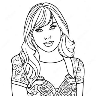 Taylor Swift In Colorful Outfit Coloring Page 69299-15172
