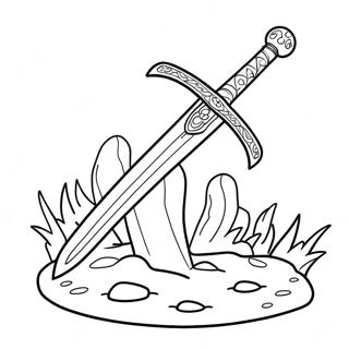 Fantasy Sword In Stone Coloring Page 69862 15299