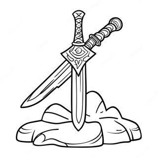 Fantasy Sword In Stone Coloring Page 69862 15300