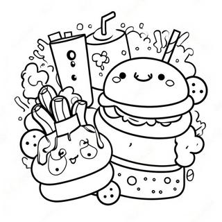 Junk Food Kawaii Food Coloring Pages