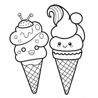 Playful Ice Cream Cone Coloring Page 72009-15858