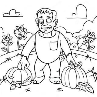 Friendly Frankenstein In A Pumpkin Patch Coloring Page 72060-15901