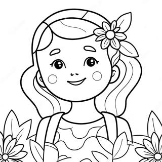 Adorable Girl With Flowers Coloring Page 72083-15909