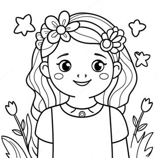 Adorable Girl With Flowers Coloring Page 72083-15910