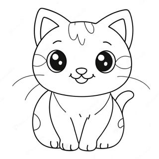 Adorable Kawaii Anime Cat Coloring Page 72388-16149