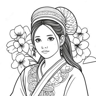 Jisoo In Traditional Outfit Coloring Page 72545-16279