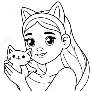 Cute Ariana Grande With Cat Coloring Page 72620-16329