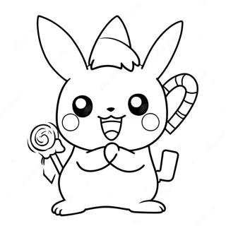 Pikachu Holding A Candy Cane Coloring Page 72674 16378