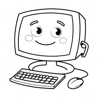 Cute Computer With Smiling Face Coloring Page 72776-16449