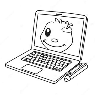 Cartoon Laptop With Open Screen Coloring Page 72777-16454