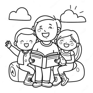 Happy Kids Reading Coloring Page 73189-16773