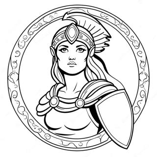 Athena With Her Shield Coloring Page 73755 17218