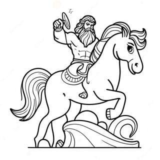 Poseidon Riding A Sea Horse Coloring Page 73756 17222