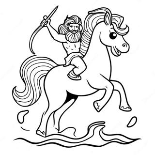 Poseidon Riding A Sea Horse Coloring Page 73756 17223