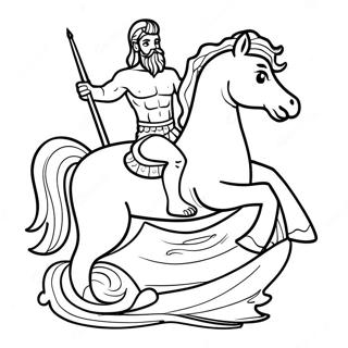 Poseidon Riding A Sea Horse Coloring Page 73756-17224