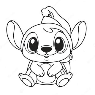 Adorable Stitch With Santa Hat Coloring Page 73778-17231