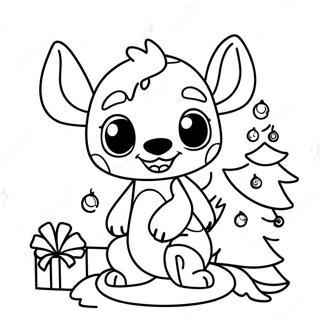 Playful Stitch Decorating Christmas Tree Coloring Page 73779 17233