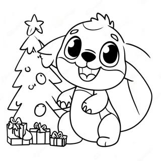 Playful Stitch Decorating Christmas Tree Coloring Page 73779 17235