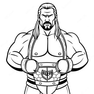 Triple H Holding Two Belts Tracing Page 73832-17280
