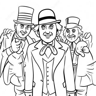 Willy Wonka With Oompa Loompas Coloring Page 73883-17320
