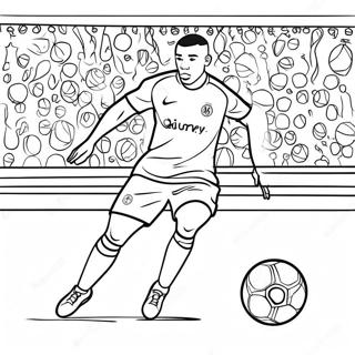 Mbappe Dribbling The Ball Coloring Page 73984-17390