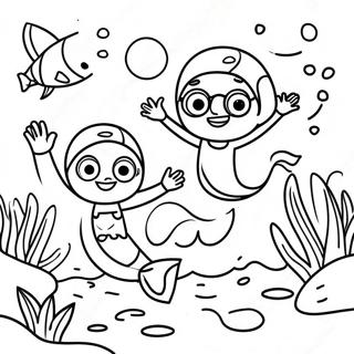 Happy Kids Swimming Coloring Page 74062-17453