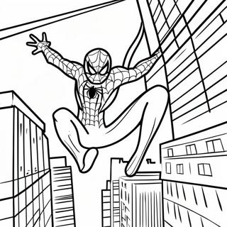 Spider Man Swinging Through The City Coloring Page 742-2278