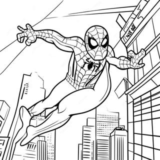 Spider Man Swinging Through The City Coloring Page 742-2279