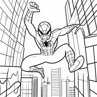 Spider Man Swinging Through The City Coloring Page 742-2280