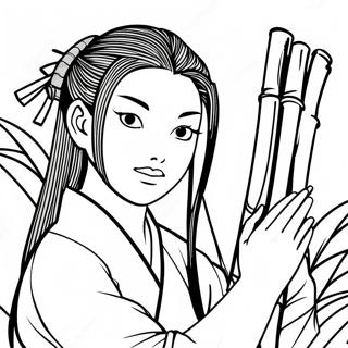 Nezuko With Bamboo Muzzle Coloring Page 7459-839