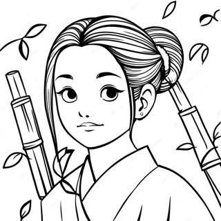 Nezuko With Bamboo Muzzle Coloring Page 7459-840