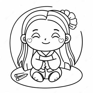Cute Nezuko Sitting Coloring Page 7461-2649