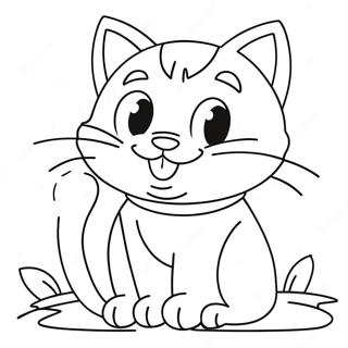 Playful Cartoon Cat Coloring Page 74752-17990