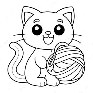 Cute Cartoon Cat With Yarn Coloring Page 74753 17996