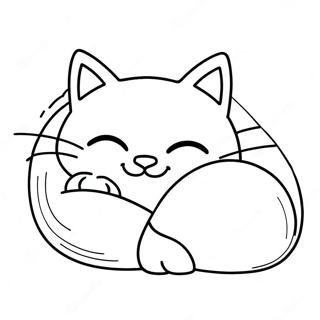 Sleepy Cartoon Cat Napping Coloring Page 74755-18003