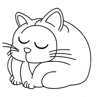 Sleepy Cartoon Cat Napping Coloring Page 74755-18004
