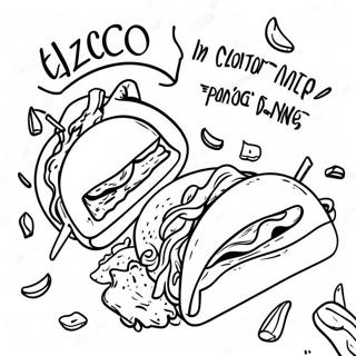 Taco Party Scene Coloring Page | Coloring-Pages.com