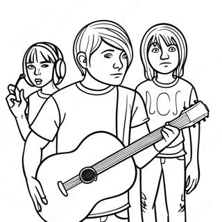 Emo Band Playing Music Coloring Page 75012-18201