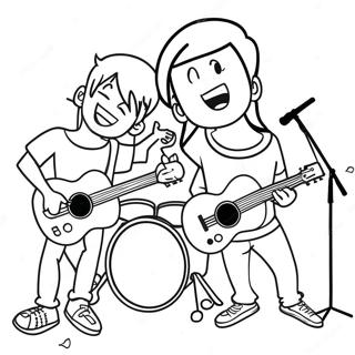 Emo Band Playing Music Coloring Page 75012-18203